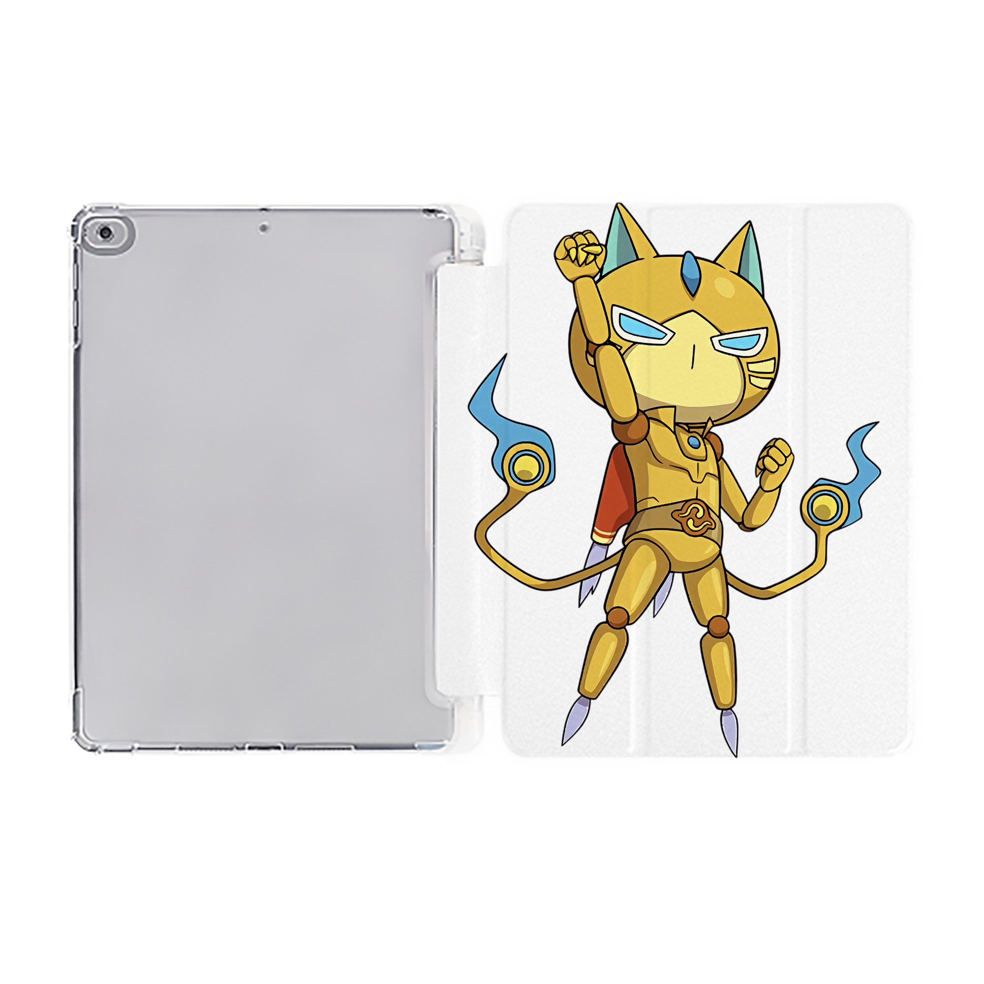 （画像用） 妖怪ウォッチ Yo-kai Watch IPad ケース ペン収納付き 三つ折りスタンド PUレザー×シリコン 対応機種9.5/10.5/10.9インチ